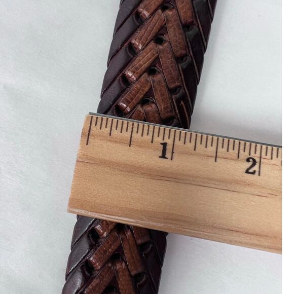 Vtg. ONYX By Brighton 2 Tone Braided Leather Belt with a Silver Buckle Size 38